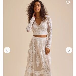 Altar'd State Cream Embroidered Maxi Dress